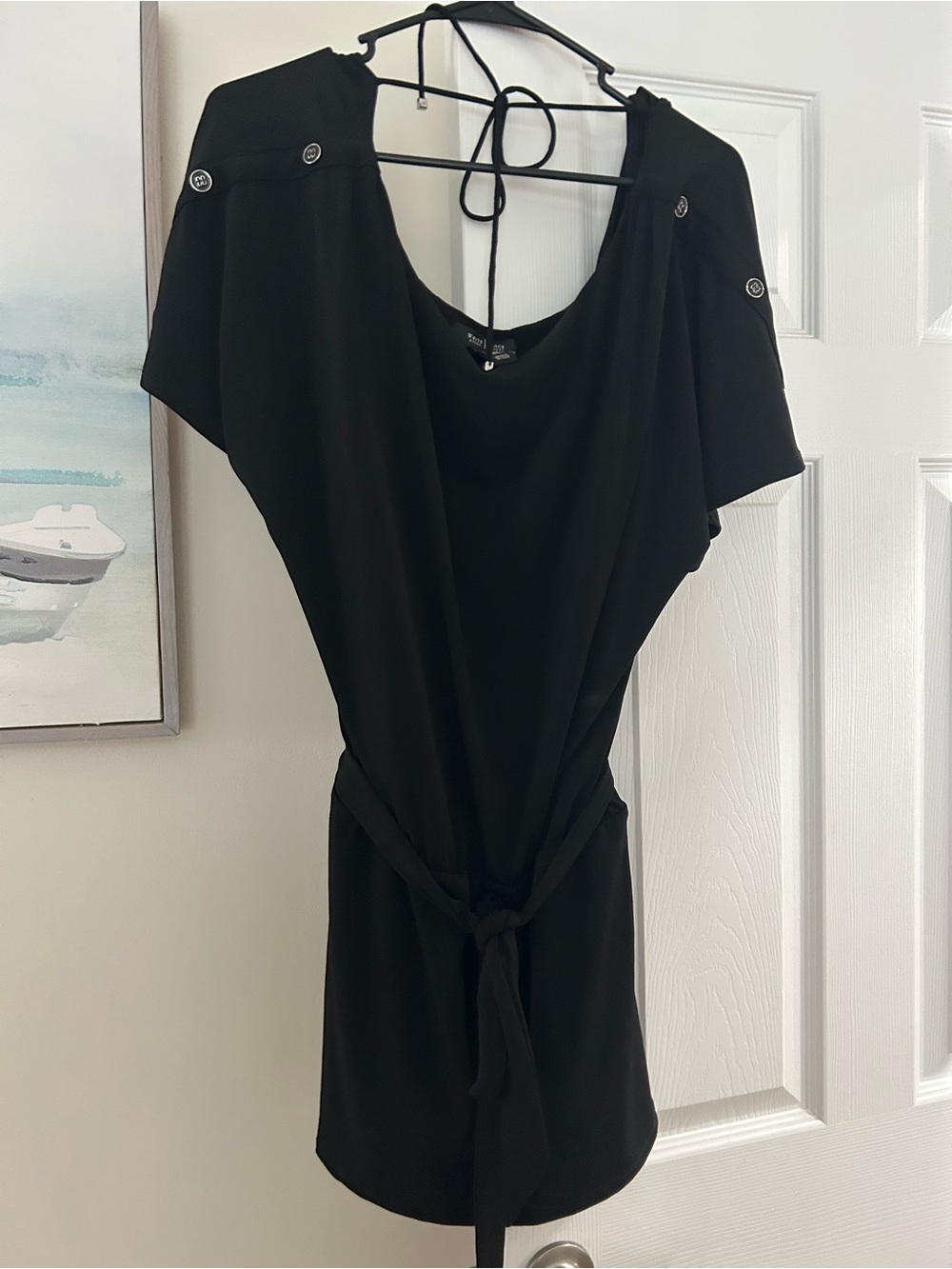 White House Black Market Black Tie-Back Blouse